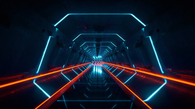 Neon tunnel cyberpunk energy sword free wallpaper for desktop - medium preview image