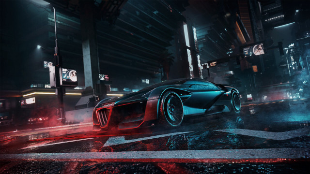Futuristic car city night neon #6 free wallpaper for desktop - medium preview image