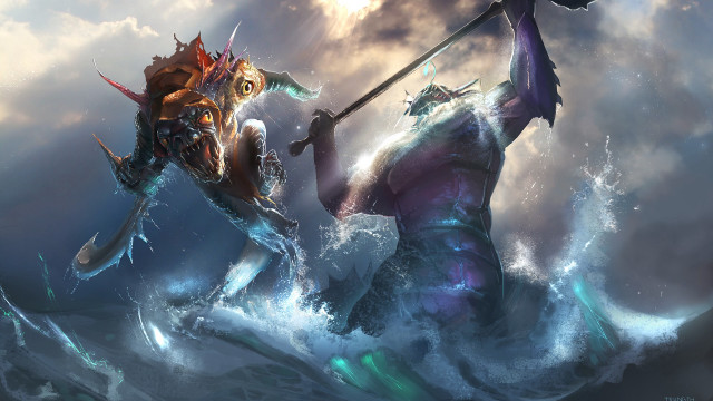 Ocean sword dragon painting two free wallpaper for desktop - medium preview image