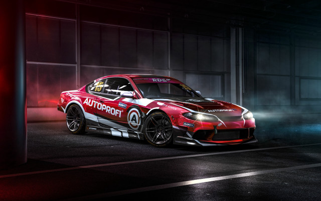 Red sports car garage smoke free wallpaper for desktop - medium preview image