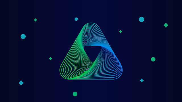 Blue triangle green lines hologram free wallpaper for desktop - medium preview image