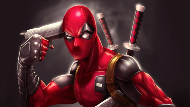 Deadpool sword smoke black background free wallpaper for desktop - medium preview image