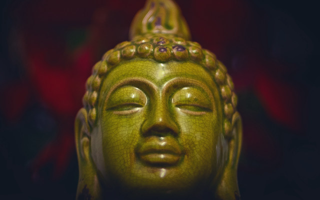 Buddha statue closed eyes red free wallpaper for desktop - medium preview image