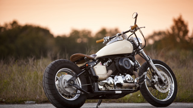 White motorcycle sunset outdoors mountain free wallpaper for desktop - medium preview image