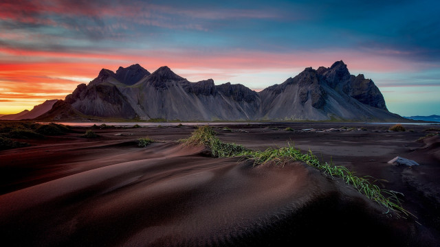 Desert mountain sunset clouds green free wallpaper for desktop - medium preview image