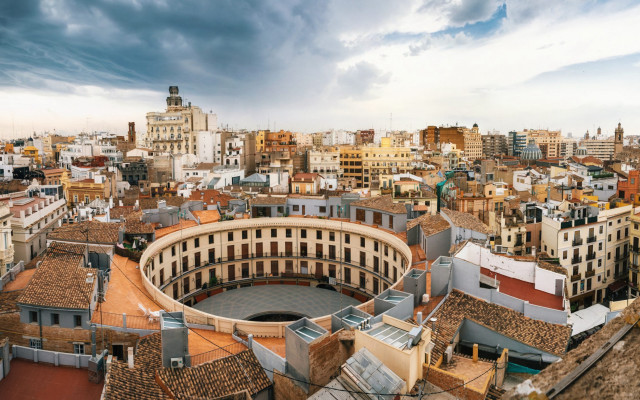 City circular rooftops cloudy sky free wallpaper for desktop - medium preview image