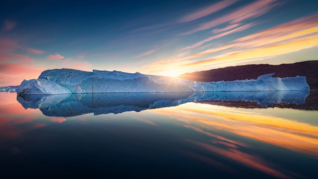 Iceberg lake sunset clouds mountain free wallpaper for desktop - medium preview image