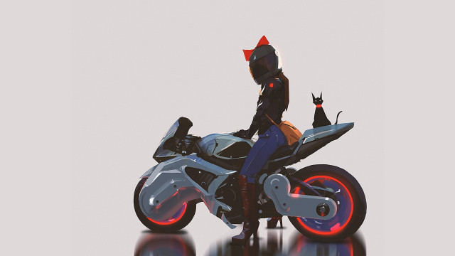 Motorcycle helmet red light reimu free wallpaper for desktop - medium preview image