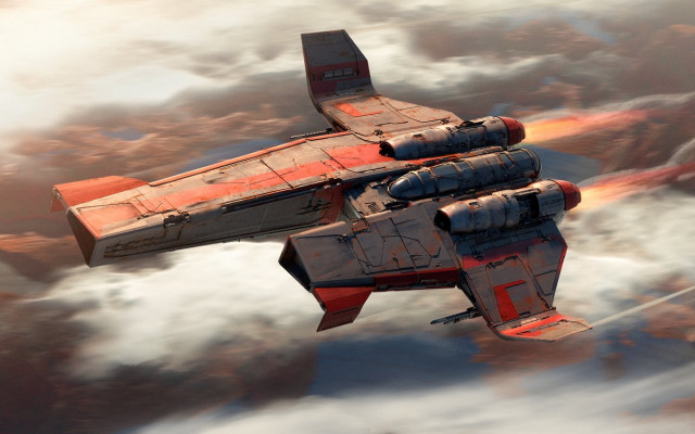 Red grey plane flying clouds free wallpaper for desktop - medium preview image