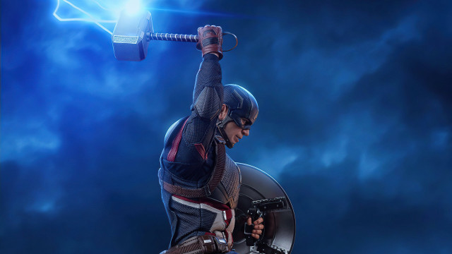Captain america hammer shield lightning free wallpaper for desktop - medium preview image