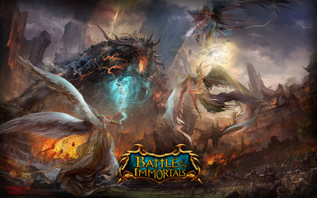 Battle demon dragon fantasy art free wallpaper for desktop - medium preview image