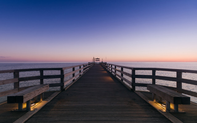 Long pier dusk ocean tilt free wallpaper for desktop - medium preview image