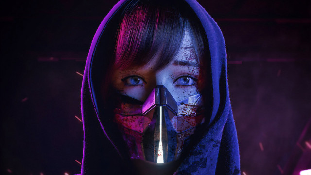 Woman makeup hoodie gun purple free wallpaper for desktop - medium preview image