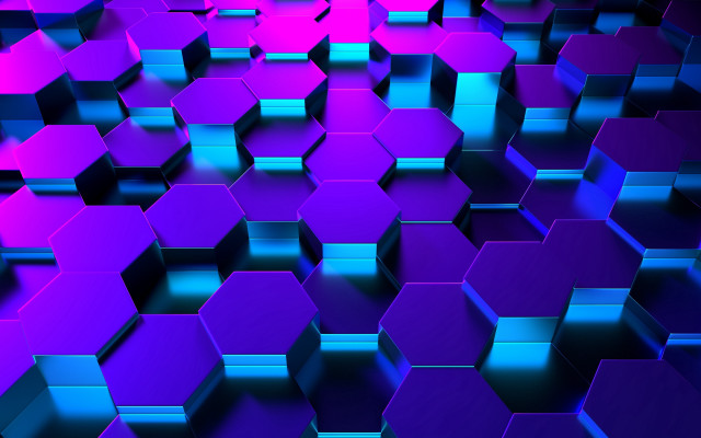 Purple blue hexagons center black free wallpaper for desktop - medium preview image