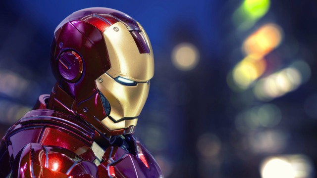 Toy iron man city night free wallpaper for desktop - medium preview image