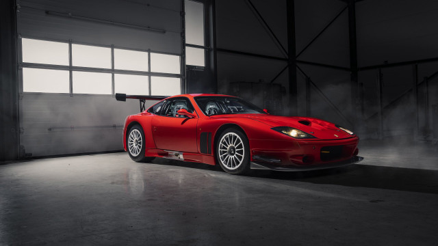 Red sports car garage smokestack free wallpaper for desktop - medium preview image