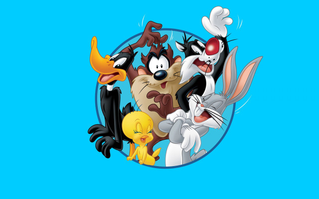 Cartoon characters circle blue background #3 free wallpaper for desktop - medium preview image