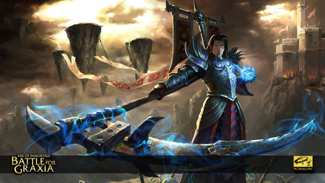 Woman sword castle dragon heroic free wallpaper for desktop - medium preview image