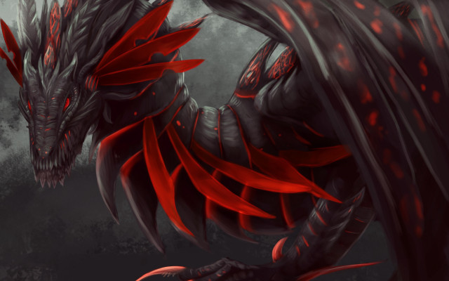 Red dragon black wings dark free wallpaper for desktop - medium preview image