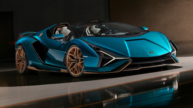 Blue sports car garage open #3 free wallpaper for desktop - medium preview image