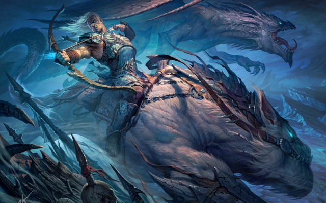 Man dragon rider woman horse free wallpaper for desktop - medium preview image