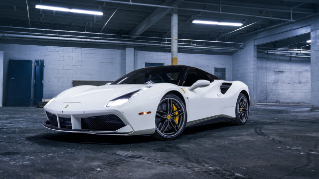 White sports car garage 3d free wallpaper for desktop - medium preview image