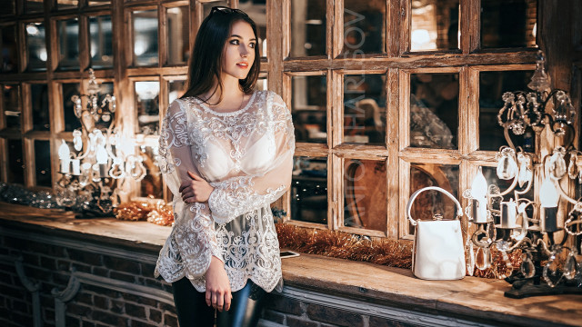 Woman window handbag purse rococo free wallpaper for desktop - medium preview image