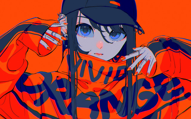 Girl orange cap glove manga free wallpaper for desktop - medium preview image