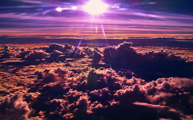 Sunset clouds plane window bright free wallpaper for desktop - medium preview image