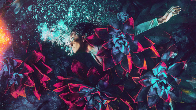 Woman fire aurora constellation glowing free wallpaper for desktop - medium preview image