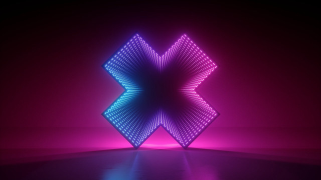 Neon star kinetic 3d raytrace free wallpaper for desktop - medium preview image