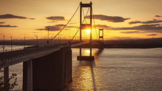 Sunset bridge water clouds cityscape #3 free wallpaper for desktop - medium preview image