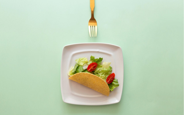 Plate taco fork green background free wallpaper for desktop - medium preview image