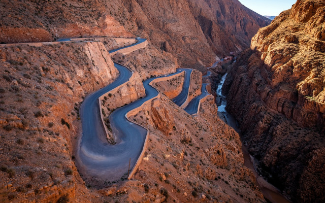Winding mountain road river scenery free wallpaper for desktop - medium preview image