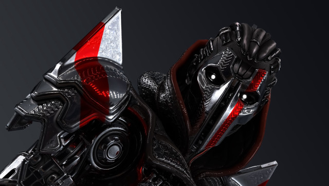 Futuristic robot redwhite stripe black free wallpaper for desktop - medium preview image