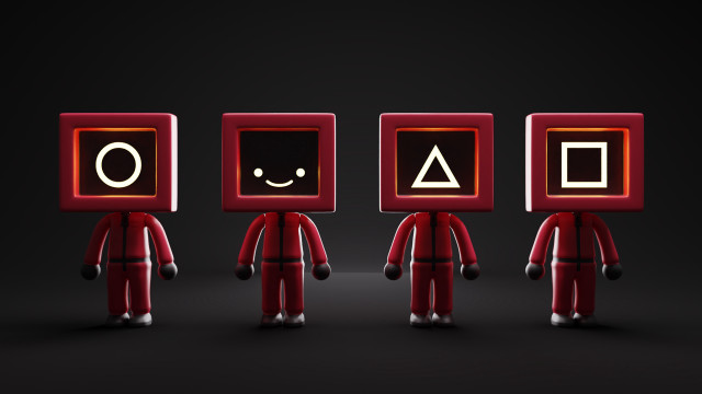 Red robots line faces eyes free wallpaper for desktop - medium preview image