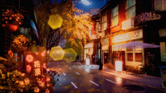 Umbrellas street autumn city lights free wallpaper for desktop - medium preview image