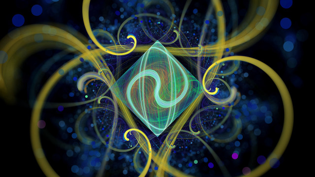 Blue yellow flower swirls spirals free wallpaper for desktop - medium preview image