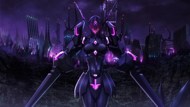 Futuristic woman city night sword free wallpaper for desktop - medium preview image