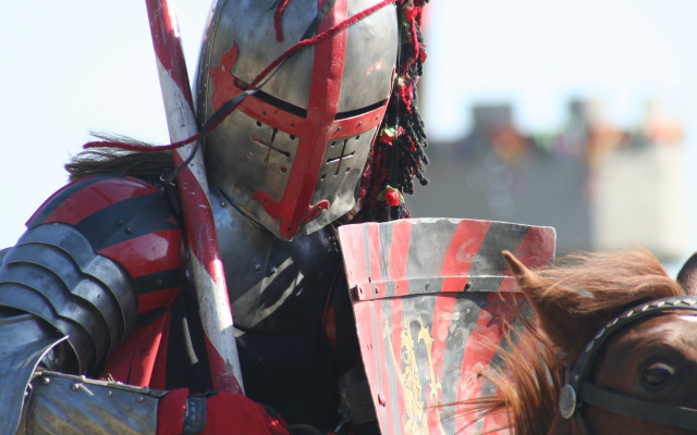 Knight armor horse city sky free wallpaper for desktop - medium preview image