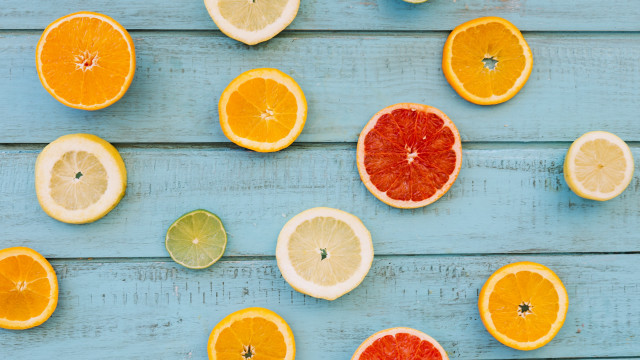 Citrus fruits blue wood lemon free wallpaper for desktop - medium preview image
