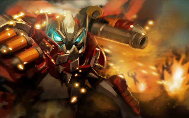 Robot gun fire embers explosion free wallpaper for desktop - medium preview image