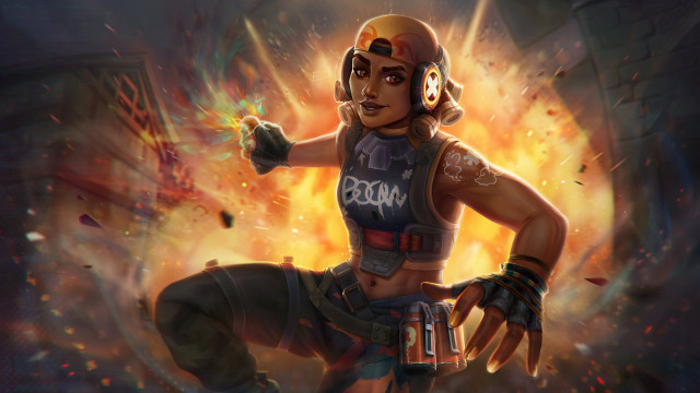 Firewoman embers fieryhair moltenrock glow free wallpaper for desktop - medium preview image