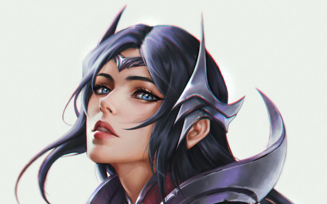 Woman armor sword horns blue free wallpaper for desktop - medium preview image