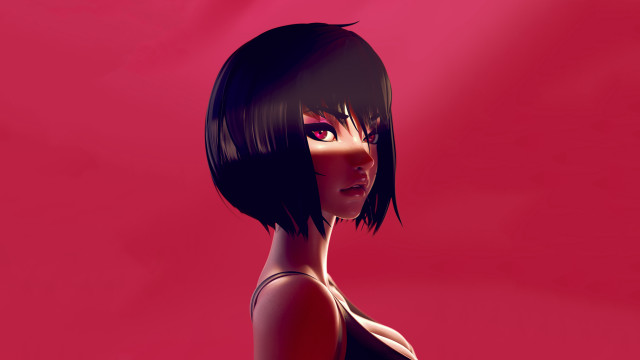 Woman short black hair black free wallpaper for desktop - medium preview image