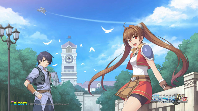 Anime couple clocktower outdoors twintails free wallpaper for desktop - medium preview image