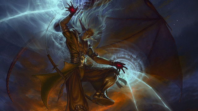 Man sword demon arm painting free wallpaper for desktop - medium preview image