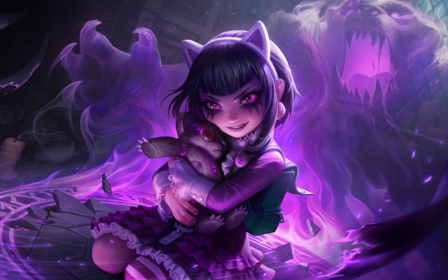 Purple dress girl cat demon free wallpaper for desktop - medium preview image