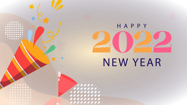 Happy new year megaphone streamers free wallpaper for desktop - medium preview image