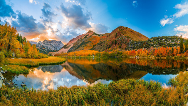 Mountain lake forest autumn sky free wallpaper for desktop - medium preview image